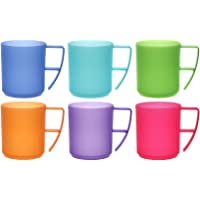 idea-station Neo Vasos plastico 6 Piezas- 350 ml- Colorido- Reutilizable- inastillable- empuñadura- café- té- Duro…